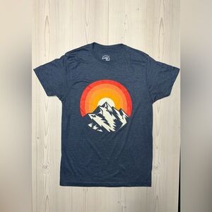 Blue Graphic T-Shirt with Mountain Design